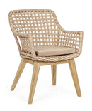 Set 2 Sedie 46x46x82h cm con Braccioli e Cuscini Madison Naturale