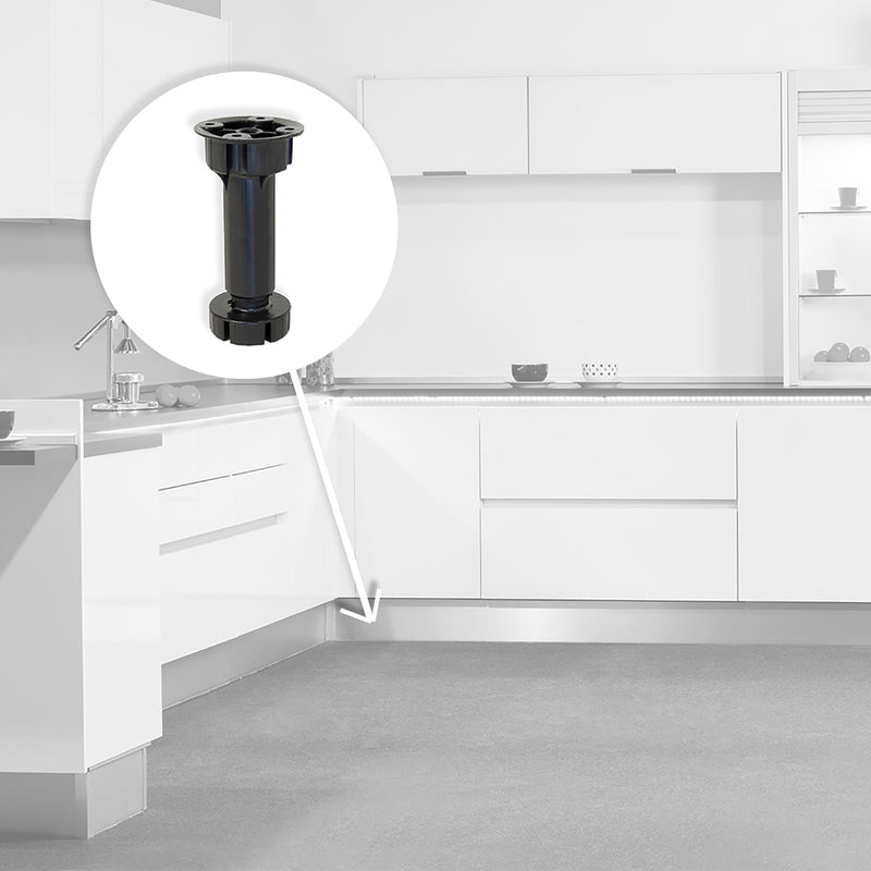 Piedino Regolabile con Base Pre-Assemblata per Mobile 98-115 mm Plastica Nero 40 Pezzi Emuca