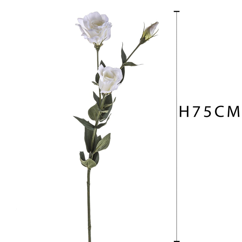 Set 6 Lisianthus Artificiali con Fiori Altezza 75 cm Bianco