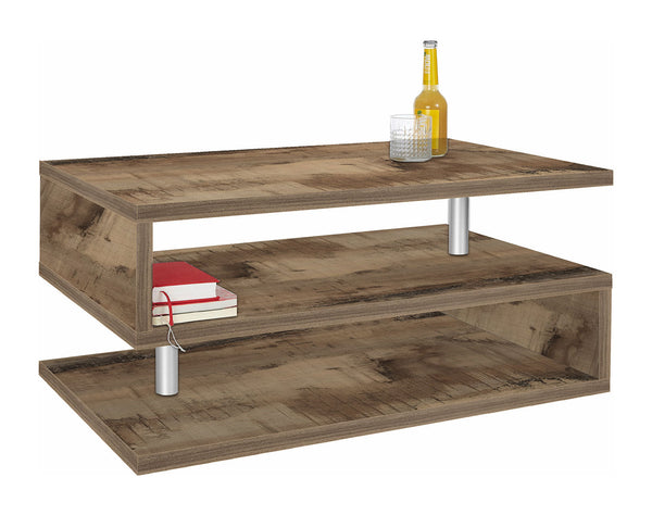 online Tavolino a S con Ripiani a Giorno 90x41,5x55 cm Zeta Acero Pereira