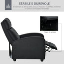 Poltrona Relax Reclinabile Manuale in Lino  Nera