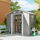Casetta Porta Attrezzi 196x236x208 cm con Porte Scorrevoli e 4 Prese d'Aria in Acciaio e PP Grigio Chiaro      