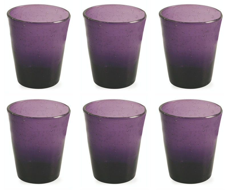 Set 6 Bicchieri Ø9x10 cm in Vetro Soffiato Villa d'Este Home Tivoli Cancun Viola