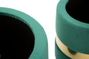 Puff con Contenitore Sheffild Verde Set 2 Pz Ø37x42 cm - Ø28x35 cm in Ferro e MDF e Spugna e Poliestere Verde e Oro      