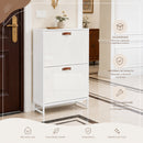 Scarpiera 2 Ante 63x24x90 cm Mobile per Scarpe Salvaspazio con Maniglie Bianco      