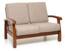 Divano 2 Posti 125x88x87 cm Cuscini in Stoffa Ecrù