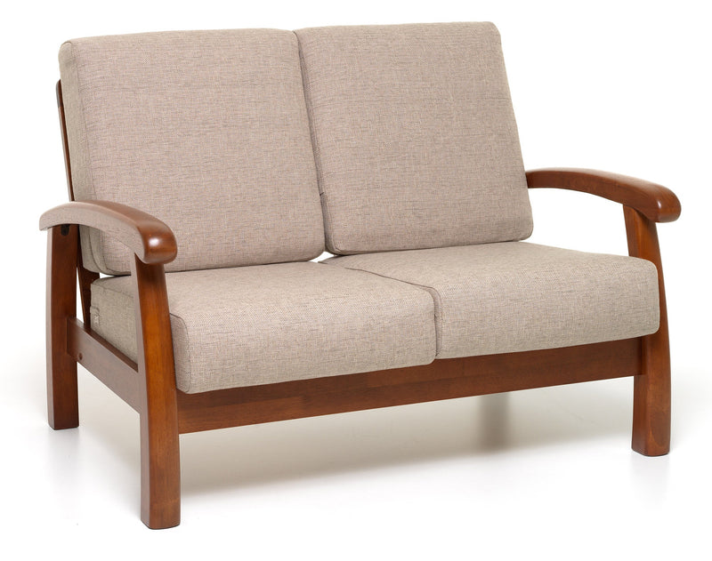 Divano 2 Posti 125x88x87 cm Cuscini in Stoffa Ecrù