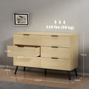 Cassettiera 6 Cassetti Design Nordico 110x40x75 cm Rovere  