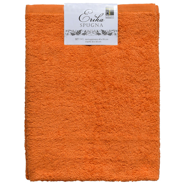 prezzo Set Spugna Asciugamani Ospite + Salvietta Arancio