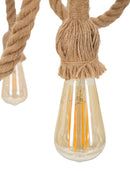 Lampadario Rope Circle Ø64x90 cm in Ferro e Corda Marrone e Nero      