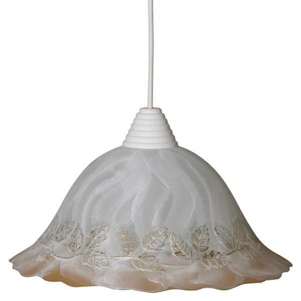 prezzo Sospensione D30 1xE27 Montatura Oro Vetro Screpolato Bianco Sfumato Ambra-Oro E-Energy Berta