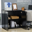 Armadietto da Ufficio Multiuso 2 Ante 80x40x80 cm con Serratura Rivestimento in Melamina Nero  