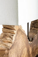 Lampada da Tavolo 60x20x55 cm E27 in Legno e Acciaio Pralume in Cotone Bianco