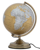 Mappamondo Arancione con Luce Ø25x38 cm Metallo e Plastica Oro Ruggine e Argento