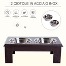 Ciotola per Cani Rialzata 2 Piatti in Acciaio 43,7x24x15 cm  MySup