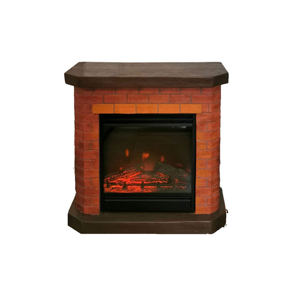sconto Camino Elettrico da Pavimento Brichetto Design Mattoni a Vista 900-1800W Effetto Fiamma Realistico