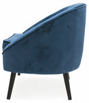 Poltrona Imbottita in Velluto con Gambe in Legno Soriani Blu