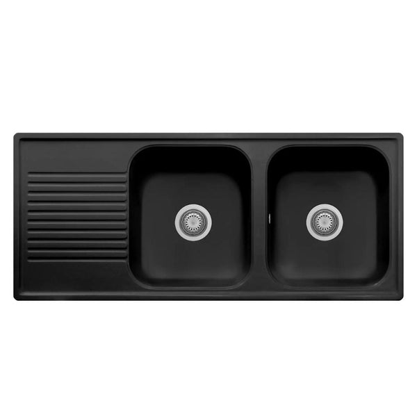 Lavello 116x50 cm 2 vasche gocciolatoio nero Samet acquista