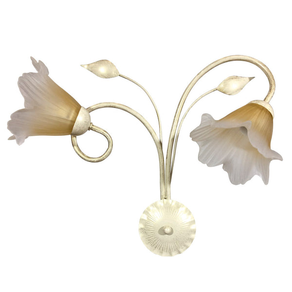 sconto Applique 2xE14 Montatura Avorio Oro Vetro Satinato Sfumato Ambra E-Energy Melania