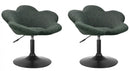 Set 2 Poltroncine da Soggiorno 69x55x69/81 cm in Schiuma Poliuretanica Fleur Nero-Verde Scuro