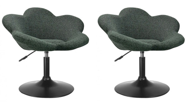 Set 2 Poltroncine da Soggiorno 69x55x69/81 cm in Schiuma Poliuretanica Fleur Nero-Verde Scuro online