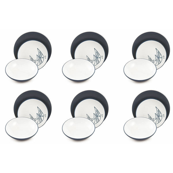 prezzo Servizio Piatti 18 Pezzi in Gres Villa d'Este Maldive Blu