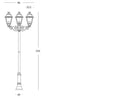 Lampada Palo Alto Tre Luci per Giardino Colore Grigio per Esterno Linea Elegance Livos