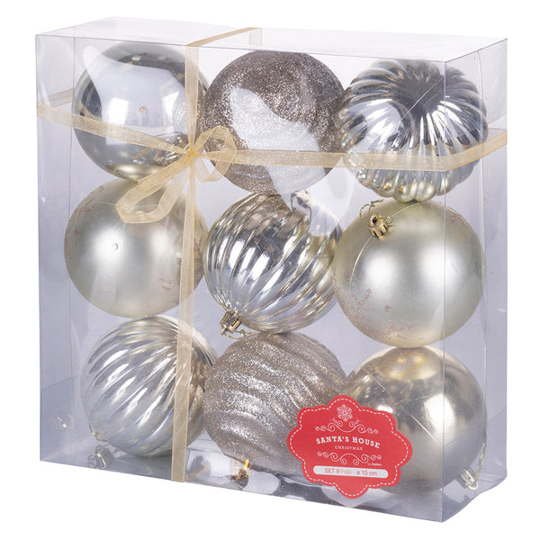 acquista Set 9 Palle di Natale Ø10 cm in Plastica Oro