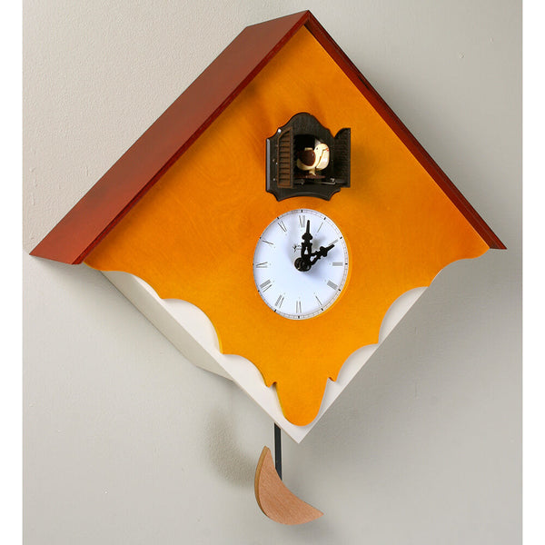 sconto Orologio a Cucù da Parete 38X38X12Cm Pirondini Italia Chalet Ciliegio