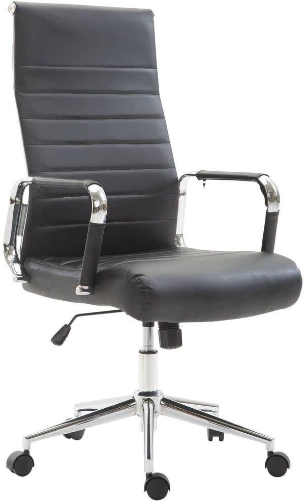 Sedia Poltrona Direzionale da Ufficio 57x55x104/111 cm in Acciaio e Similpelle Beige prezzo