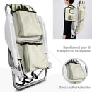 Spiaggina Pieghevole Sedia Spiaggia Alluminio con Borsa Termica e Spallacci Beig