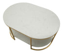 Tavolo da Caffè Izmir 90x60x45 cm in Ferro e Marmo Oro e Bianco      
