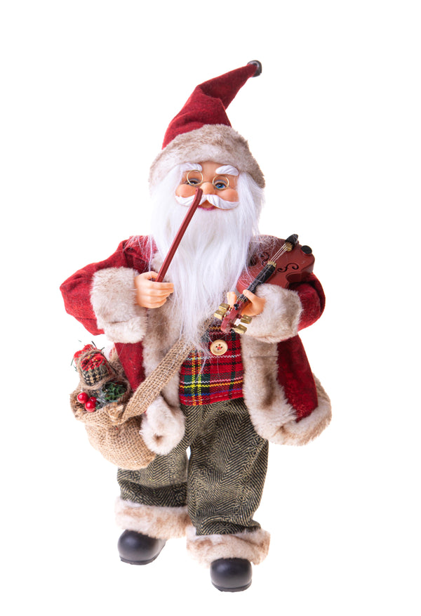 online Babbo Natale con Fisarmonica Musica e Movimento H44 cm Rosso