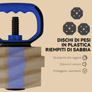 Set Pesi Palestra 6 in 1 Multifunzione da 20kg Totali 125x18x18 cm in Plastica e Sabbia Blu      