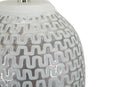 Lampada da Tavolo Resina Wave Ø35x65 cm in Resina e Ferro e Tessuto Argento e Bianco      