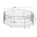 Recinto Gabbia per Cani Gatti in Acciaio 8 pezzi Ø158×107 cm 
