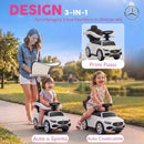 Macchina Cavalcabile per Bambini 1-3 Anni Mercedes-Benz 83x40x90 cm con Barriera e Volante in PP Bianco      