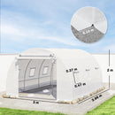 Serra a Tunnel 396x300x200 cm con 2 Aste Rimovibili Porte e Finestre a Rete in Acciaio Zincato e PE Bianco      