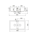 Lavello 86x50 cm 2 vasche croma Samet