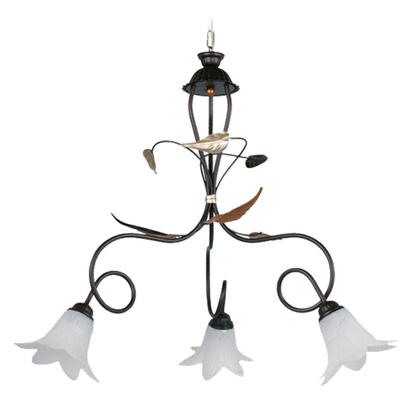 acquista Lampadario 3xE14 Montatura Marrone-Ramato Vetro Paglierino E-Energy Giorgia