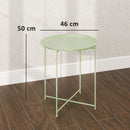 Tavolino da Giardino Ø46x50 cm con Vassoio Rimovibile e Gambe Pieghevoli in Acciaio Verde      
