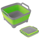 Vaschetta Bacinella Multiuso Pieghevole 30,5x30 cm 9 Litri con Tappo di Scarico in Silicone Verde