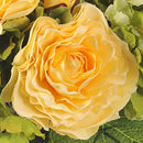 Set 3 Bouquet Artificiale di Ranuncolo e Ortensia Artificiale Altezza 31 cm Giallo