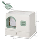 Lettiera per Gatti Chiusa 50x40x40 cm con Deodoranti Vassoio e Paletta Verde e Bianco  