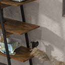 Libreria 4 Livelli a Forma di A 92x38,5x166 cm in Truciolato e Acciaio Marrone Rustico e Nero