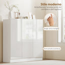 Scarpiera Slim da Ingresso per 25-30 Paia di Scarpe 106,4x34x108,5 con Ante a Chiusura Ammortizzata in MDF Bianco Lucido      