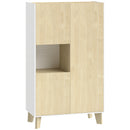 Credenza da Cucina 80x40x135 cm con 6 Scomparti Ante Soft Close in MDF Bianco e Legno      