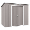 Casetta Box da Giardino 213x130x172 cm con Tetto Inclinato 2 Ingressi e Prese d'Aria in Acciaio Zincato Grigio  