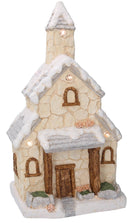 Villaggio Natalizio in Resina Chiesa con Luci e Suoni 27x21xh53 cm