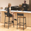 Set 2 Sgabelli da Bar in Stile Industriale con Schienale e Poggiapiedi 43,2x50,5x97,8 cm in Metallo e MDF Marrone Rustico      